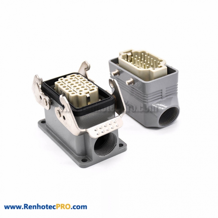 Heavy Duty Connectors H10B Surface Mounting 24Pin Silver Plating Size M32 Entry Female Butt-joint Male