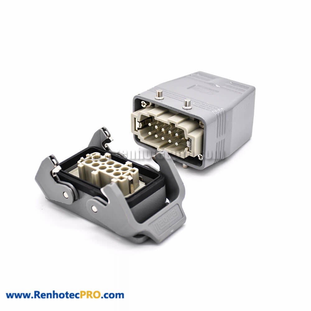 10 Pin Heavy Duty Connector H10B Button Female Butt-joint Male Silver ...