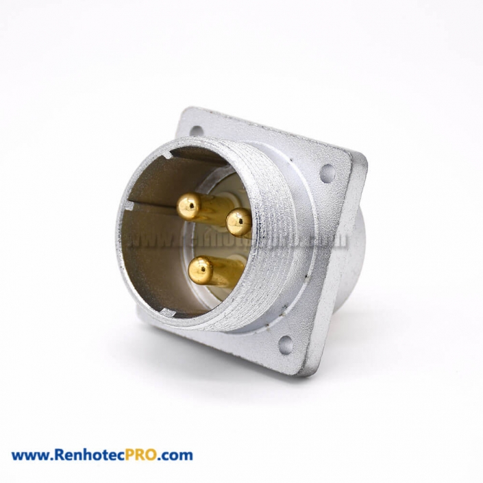 Socket 3 Pin P48 Straight Male 4 Hole Flange Connector