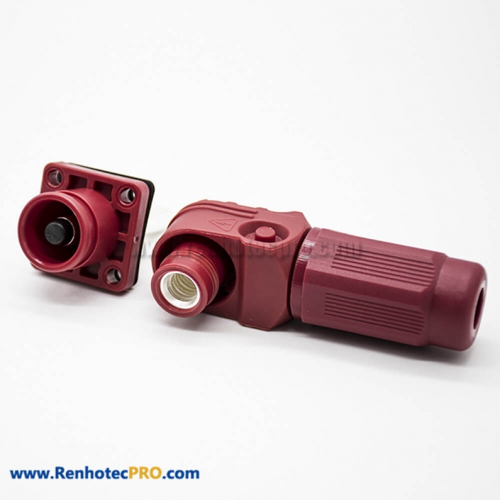 Surlok Connectors Butt-Joint Socket Female To Male 1Pin 14MM 400A IP67 Plastic Red 90°Plug