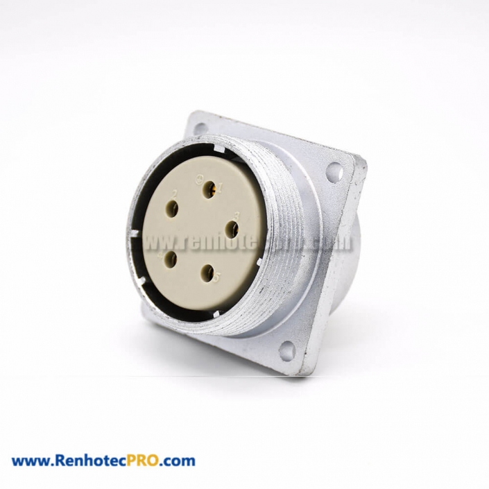 Socket 5 Pin P48 Female 4 Hole Flange Straight Connector
