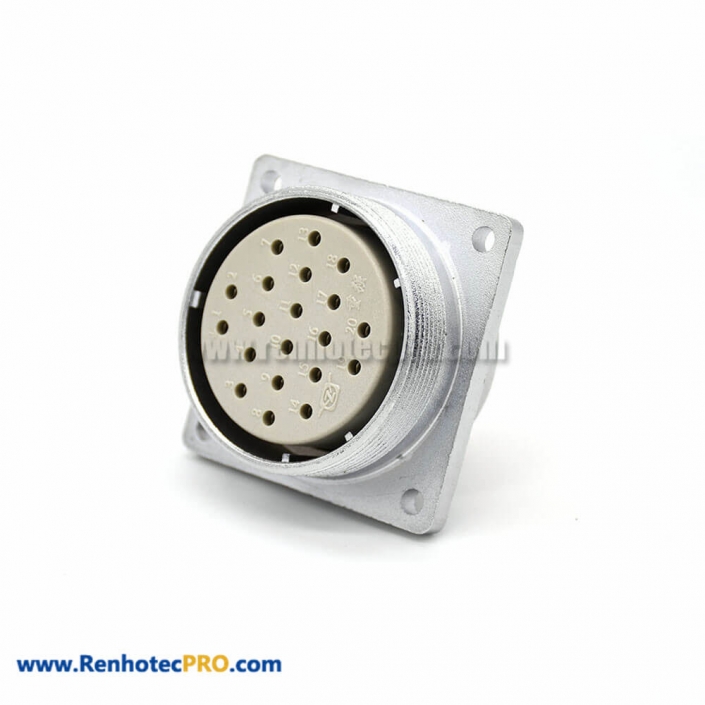 Female Socket P40 20 Pin Straight 4 Holes Flange Connector