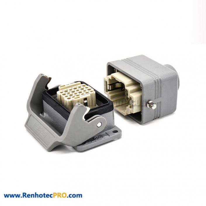 Heavy Duty Connector H6B 24 Pin Male Without Contacts M25 Bulkhead Mounting Male Butt-Joint Female