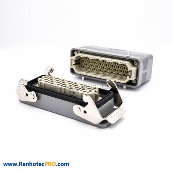 Heavy Duty Rectangular Connectors 32Pin Male Without Contacts Male Female Butt-Joint Hasp PG21 H24B Shell Bulkhead Mounting