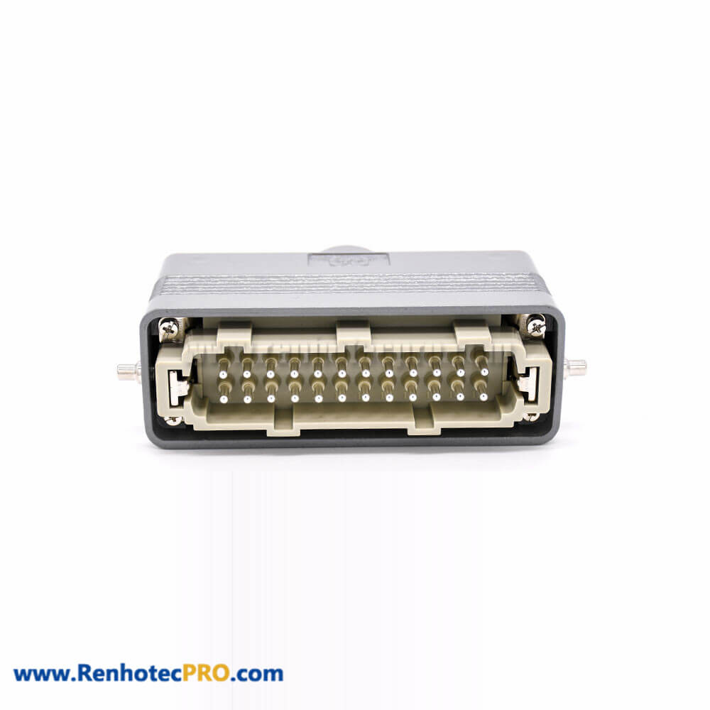 24pin Surface Mounting Heavy Duty Connector PG21 Plastic Button Top Cable Entry H24B Shell Male female Butt-Joint