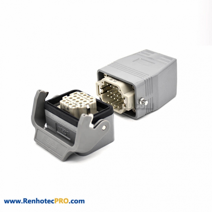 Heavy Duty Rectangular Connectors H6B 16Pin Silver Plating Male Butt-Joint Female Bulkhead Mounting M32