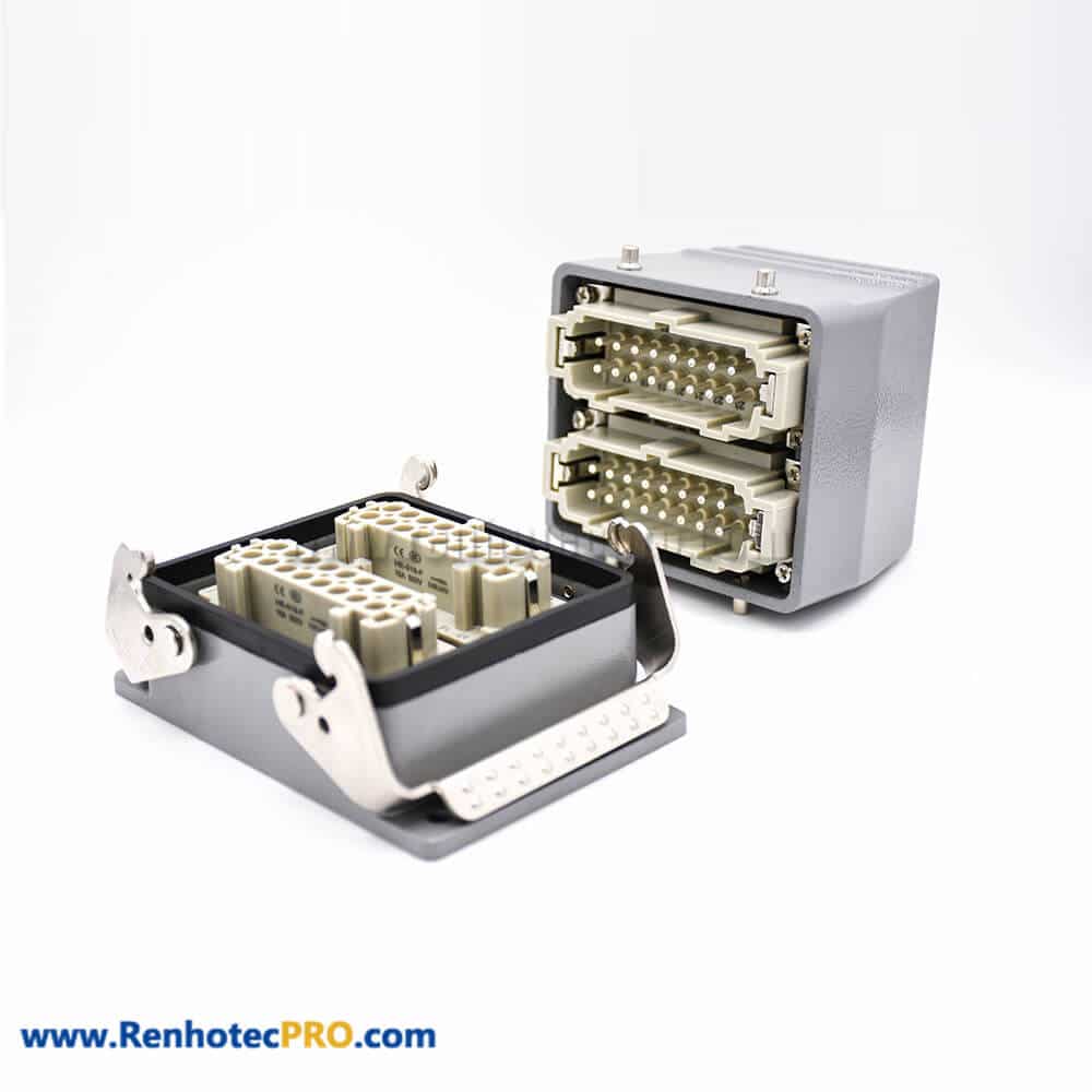 Heavy Duty Multi Pin Connector PG29 32Pin Hasp H32B Shell Side Cable Entry Bulkhead Mounting