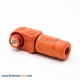 1 Pin Waterproof Connector Female 120A 6mm IP67 Plastic Orange Cable Right Angle Plug