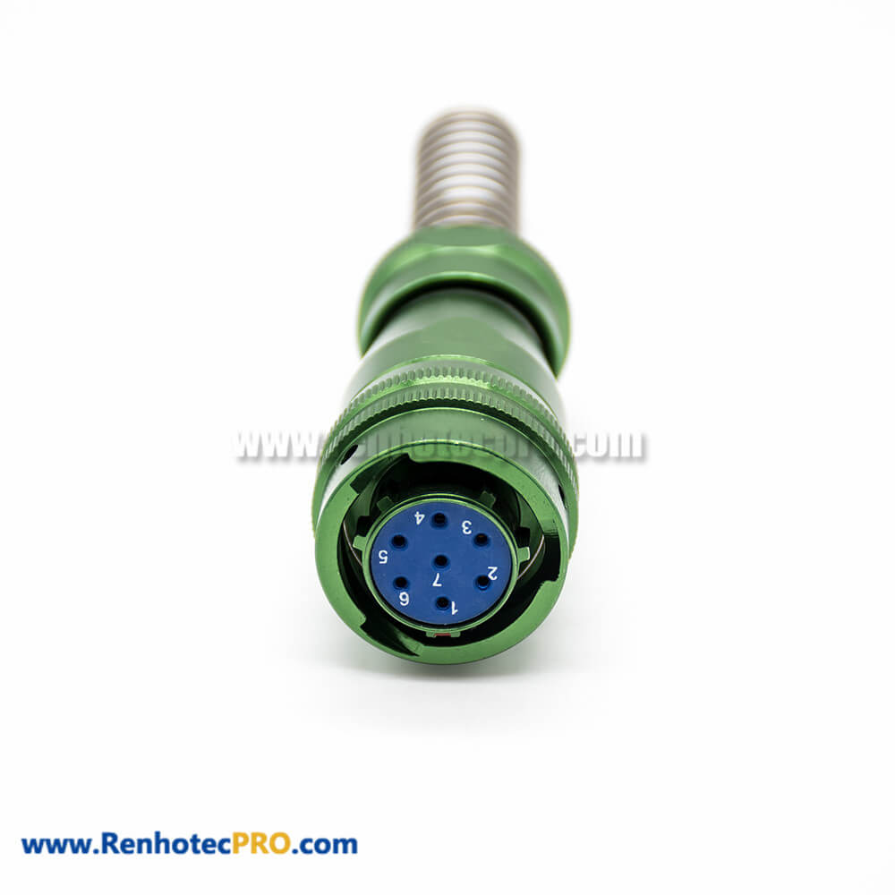 Y50X Connector 7 Pin Female Plug Straight Solder Spring Aluminum Alloy Bayonet Coupling