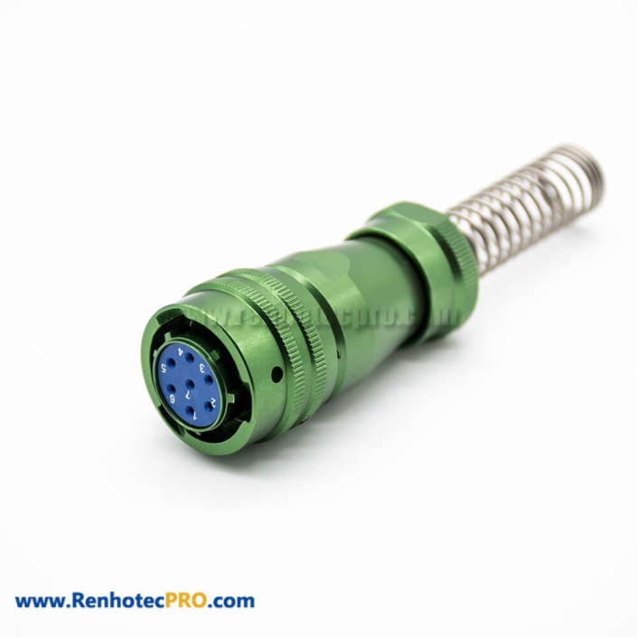 Y50X Connector 7 Pin Female Plug Straight Solder Spring Aluminum Alloy Bayonet Coupling