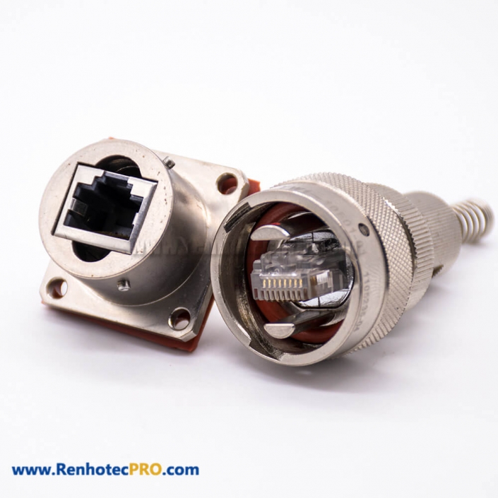 YW Electric Connector Male Butt-Joint Female Rj-45 Built-in Interface Type Straight Electroless Nickel Plating Bayonet Coupling