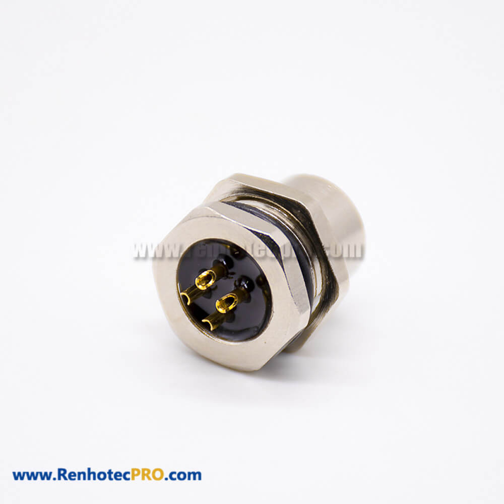 M12 Connector 4 Pin Female D Code Straight Solder Type Front Mount ...