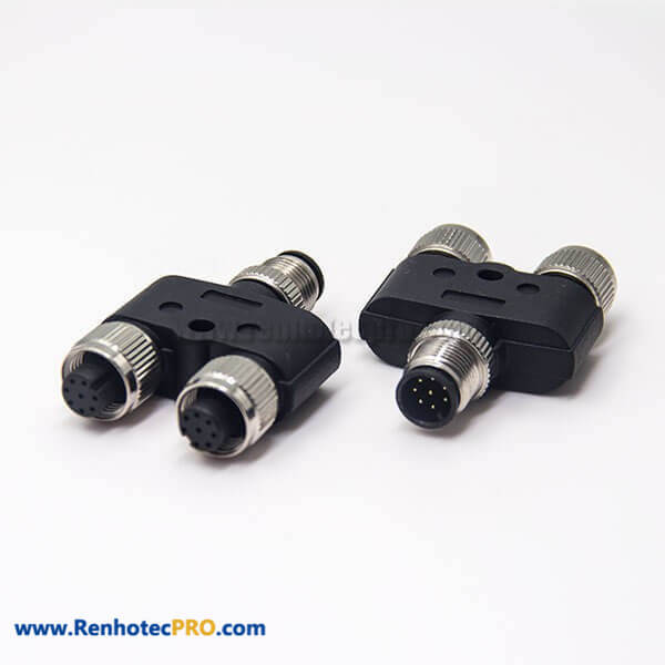 Female 8 Pin M12 Adapter Y Type Male to A Coded