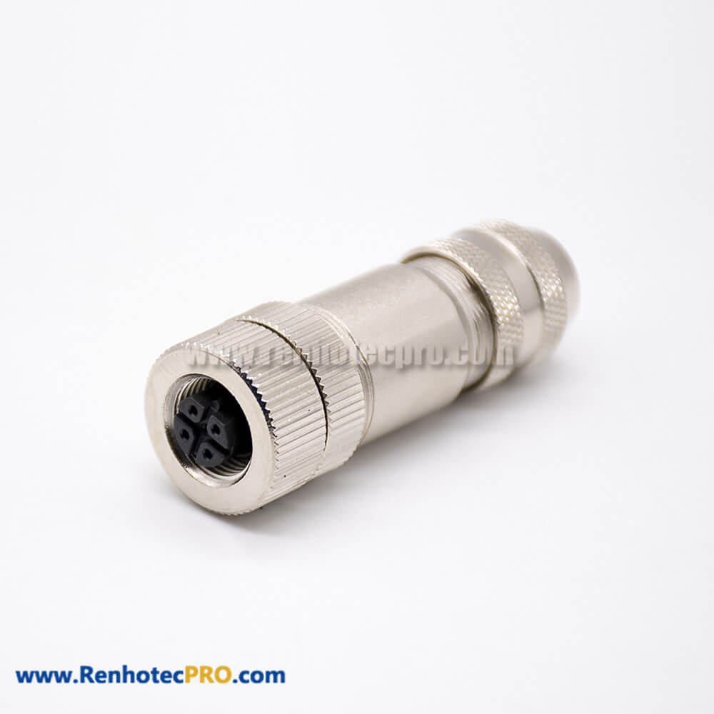 M12 X Coded Connector 5 Pin Female 180° Screwjoint Metal Shielded