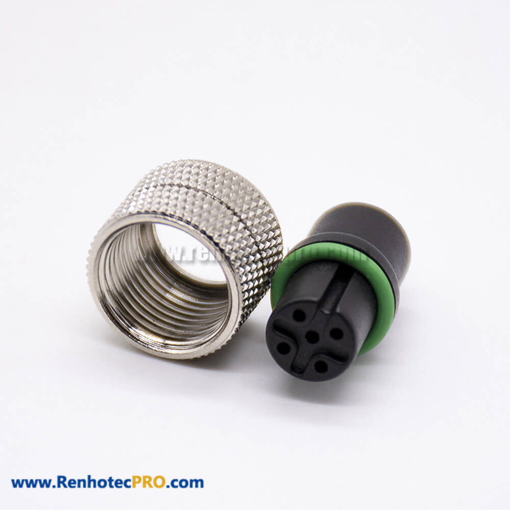 m12 Connector 5 pin Straight Female Overmolded Solder Cup Unshielded
