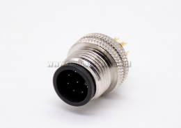 M12 Plug Connector A Coded Unshielded 8 Pin Male Solder Cup Straight Sensor Connector