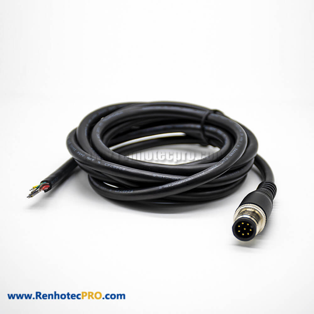 8Pin Male M12 Connector Extension Cable A Code Straight 2M Molded Cable