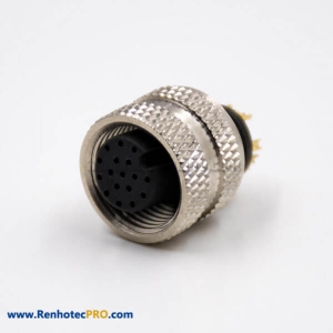 Female Connector M12 17 Pin Straight A Coded Non-shield Solder Molded Cable Connector