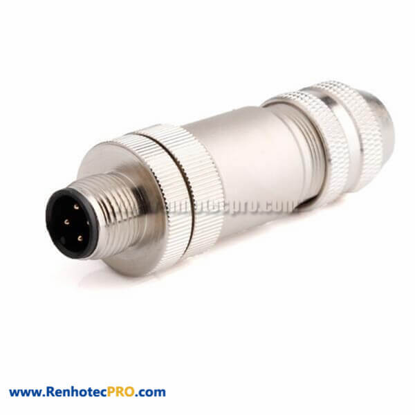 Sensor Connector M12 4 Pin Male A Coded Shield Screw-Joint Straight Plug