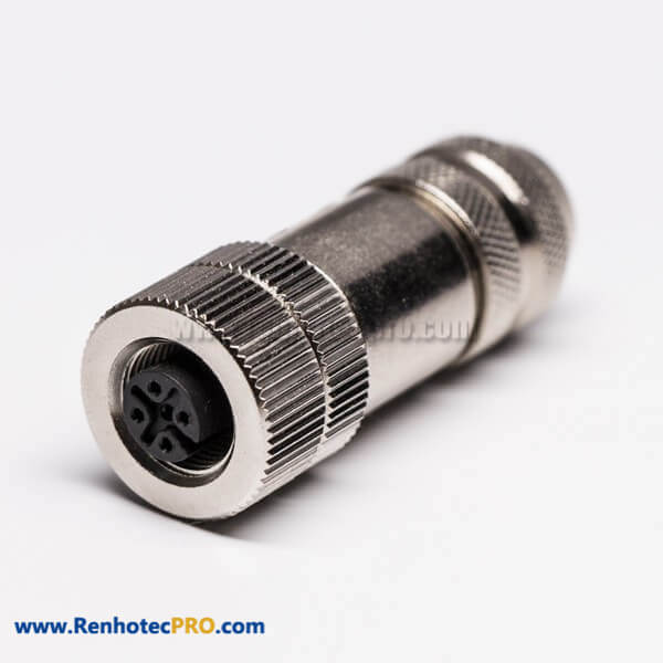 M12 Female Connector Straight 4 Pin A Coded Field Wireable Screw-Joint Circular Connector