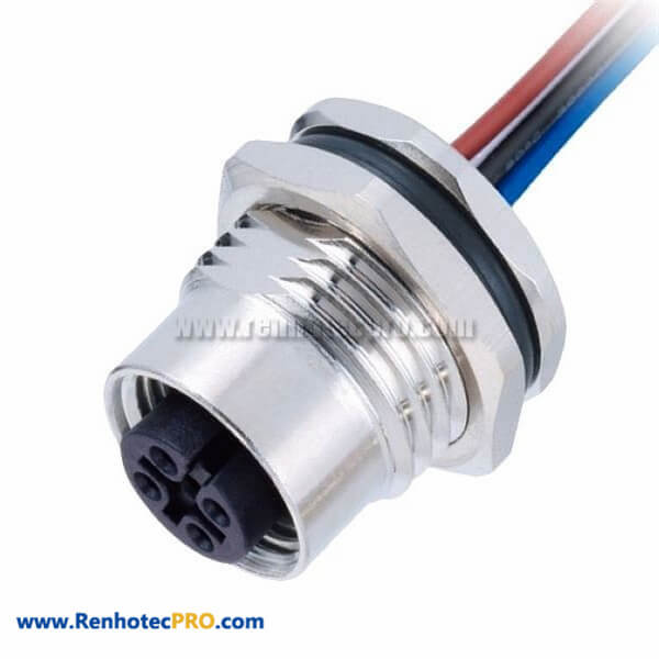 M12 A-code 8Pin Female Rear Panel Mount Connector