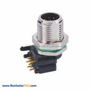 8 Pin M12 Male Connector A Code Receptacles With Right Angled PCB Contacts