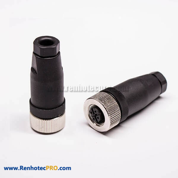 M12 5 Pole Connector Screw-Joint Straight Female B Coded Unshielded Field Wireable Connector