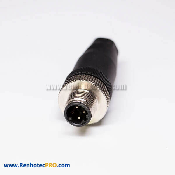 M12 D Coded Connector Unshielded 4 Pin Straight Male Screw-Joint With PG9/PG7