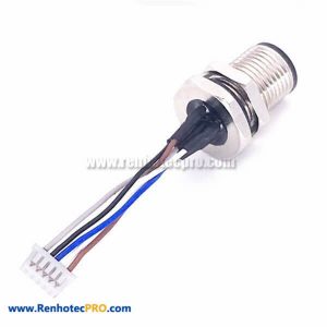 M12 5 Pin D Code Sensor Cable Connector Male Panel Mount to Molex 1.25mm Pitch Length 30CM AWG22