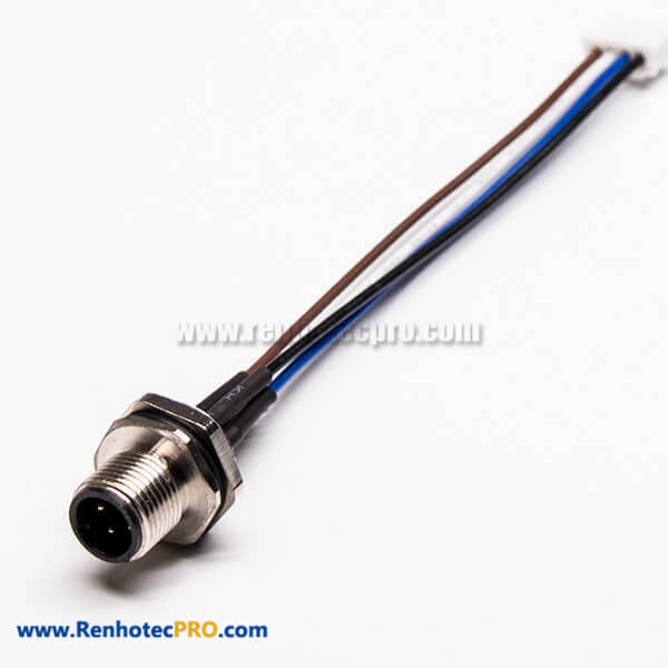 M12 Panel Mount Connector 4pin A Code Rear Mount With