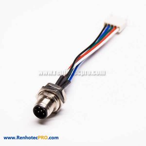 Wire Harness M12 5 Pin Connector M12 5Pin A Code Front Mount to 5Pin Terminal AWG24 Wires 30CM