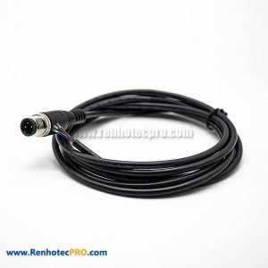 Male 3Pin M12 A Code Straight Connector Molded Cable 2M Extension Cordsets