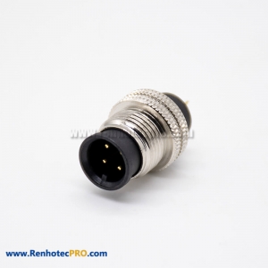 M12 A Coded Straight 4 Pin Male Plug Solder Cup Unshielded lnjection Molding Connector