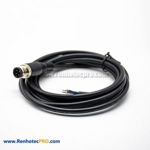 Connector Extension 4Pin M12 Cable Straight Male A CodeMolded Cable 2M