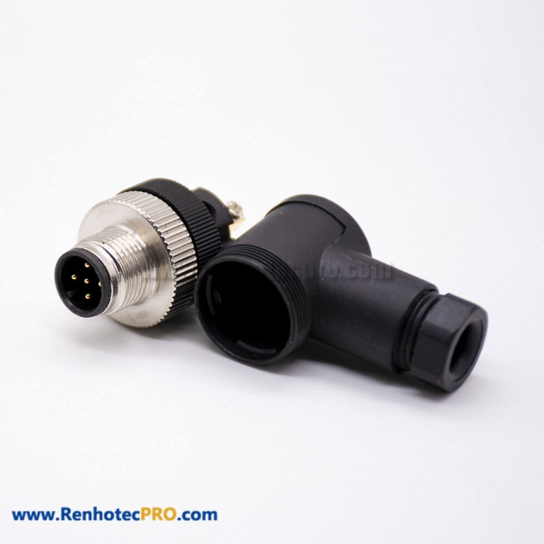 M12 Circular Connector Screwjoint 5 Pin Male A Coded Right Angle