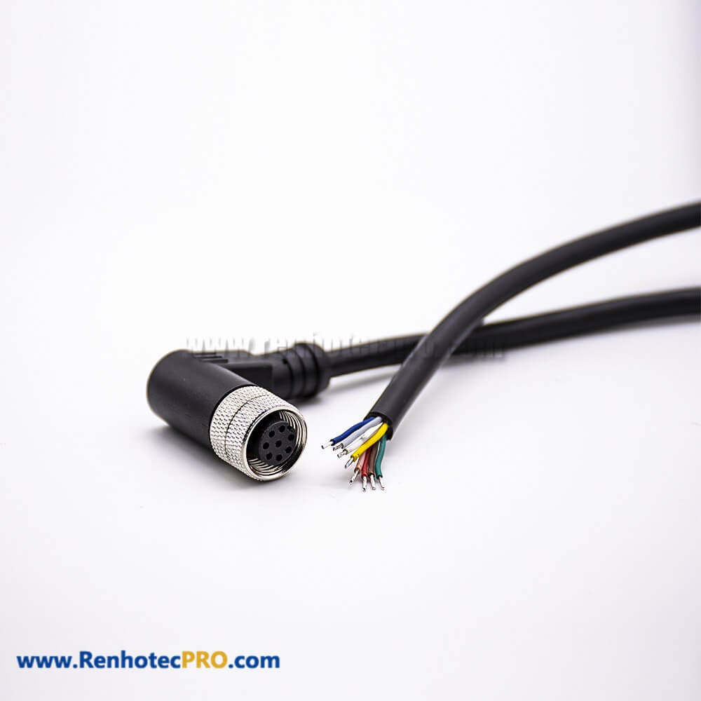 M12 Cable 8 Pin A Code Female Unshielded Single Ended Cable 2M