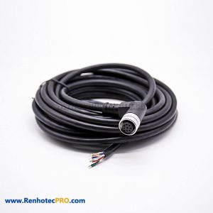 Female A-Coding M12 Connector 8 Pole Angled Molded Cable 5M Unshielded Extension Cordsets