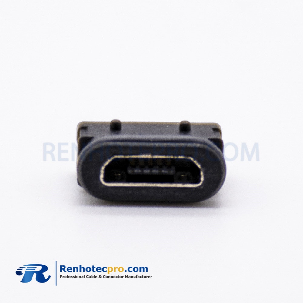 IPX8 Waterproof MICRO USB Connector B Type Female 5P SMT Vertical Mounting 180 Degrees (4 ...