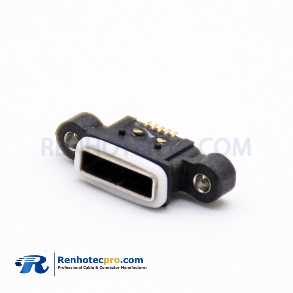 MICRO USB IP67 Waterproof Connector AB Type 5 Pin SMT With Screw Holes