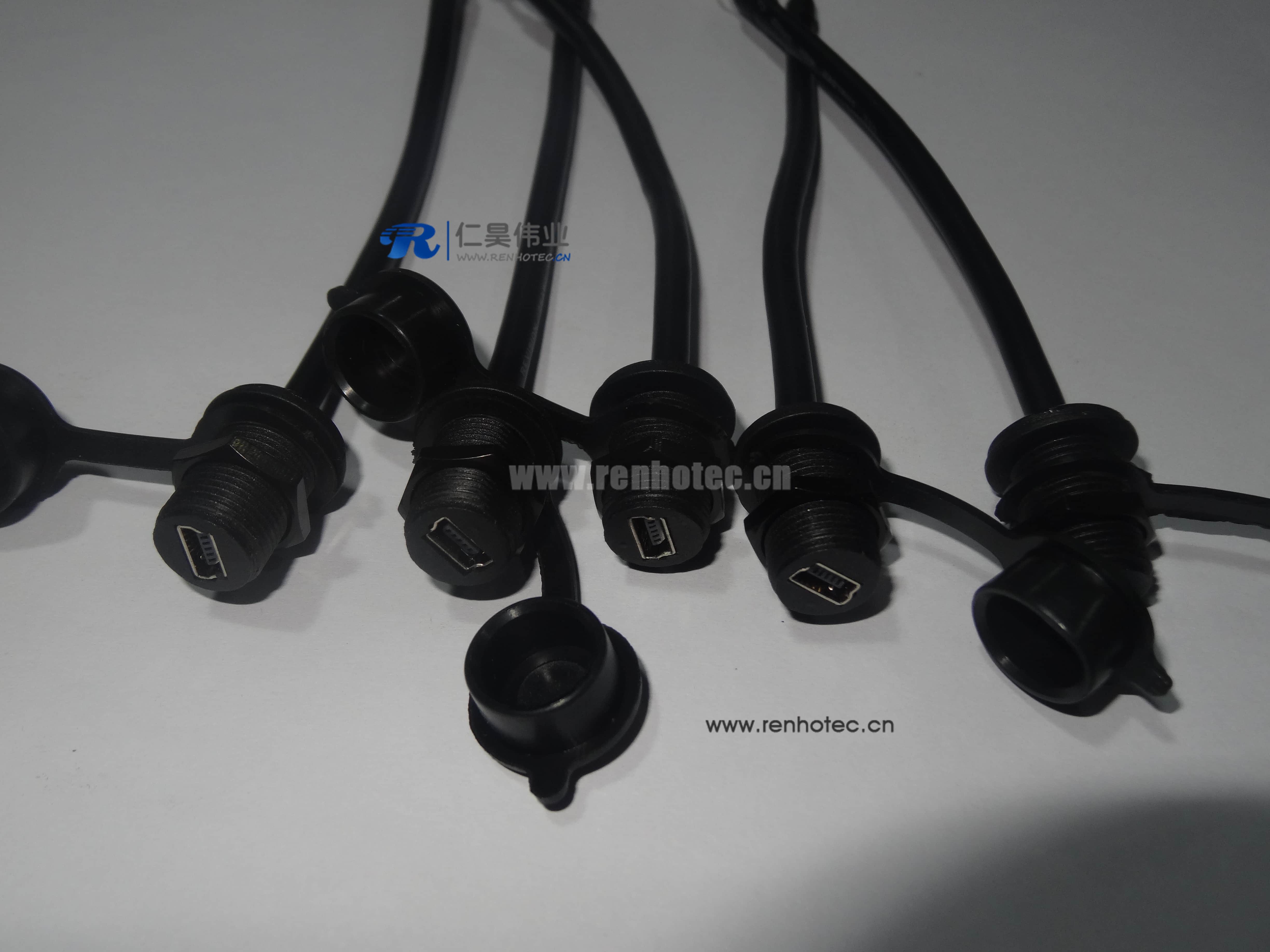 Mini USB IP67 bulkhead Connector 5pin M121.0 Female to MX1.25 with