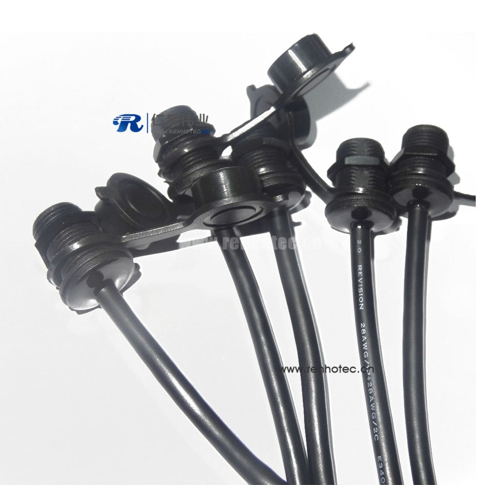 Mini USB IP67 bulkhead Connector 5pin M121.0 Female to MX1.25 with