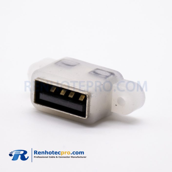 USB Waterproof Socket 4p Female IPX6 SMT Straight Type A Female Connector