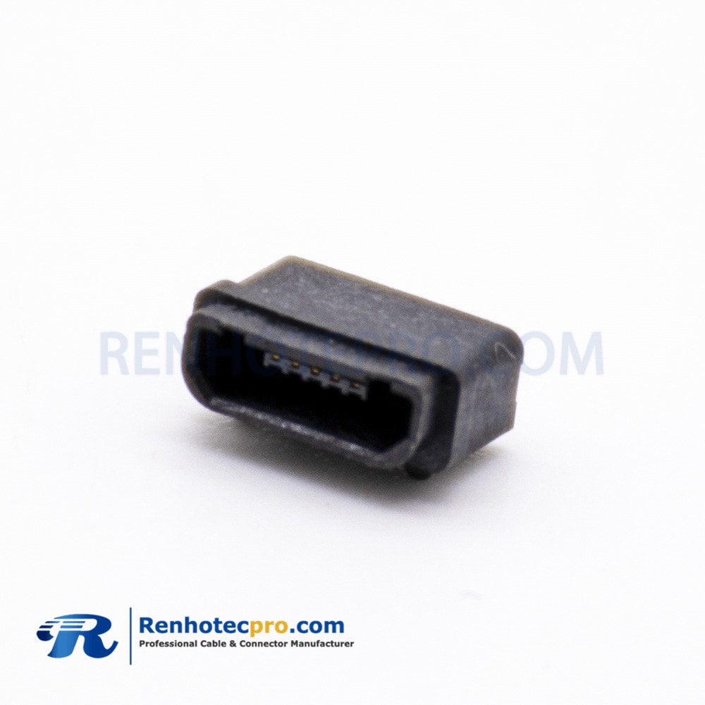 Waterproof MICRO USB port Type B Female Socket 5P IPX7 SMT plastic