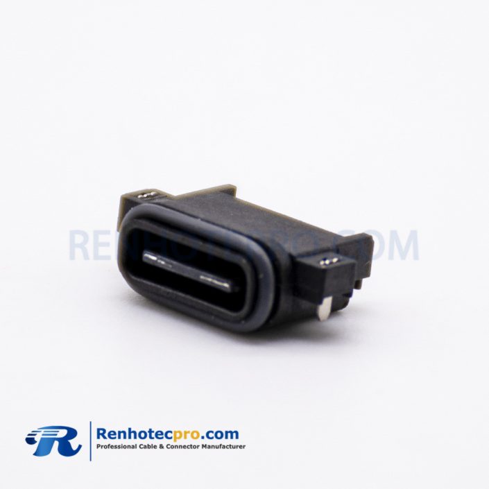 Waterproof Type C USB Socket Connector IPX8 Offset Type Female 16-Pin