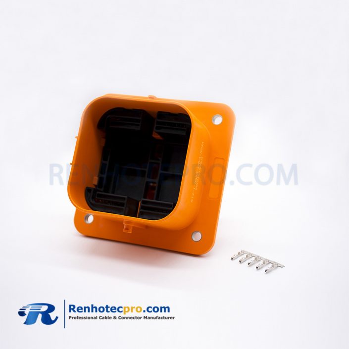 MSD Socket Waterproof IP67 2 Pin 630A Orange Plastic Front Installation Socket