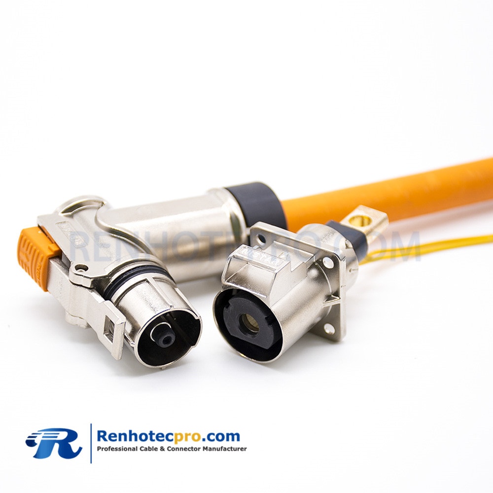 High Voltage Safety Lock Connector 1 Pin Metal 90 Degree Plug&Socket