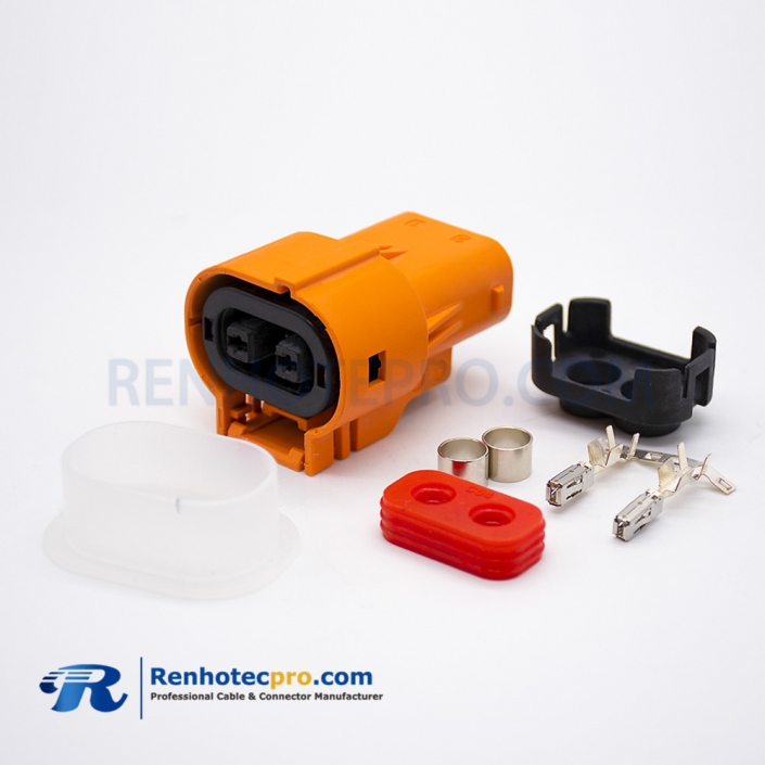 High Voltage Connection 2Pin 4mm² 23A Straight Plastic Plug High Voltage Interlock Connector