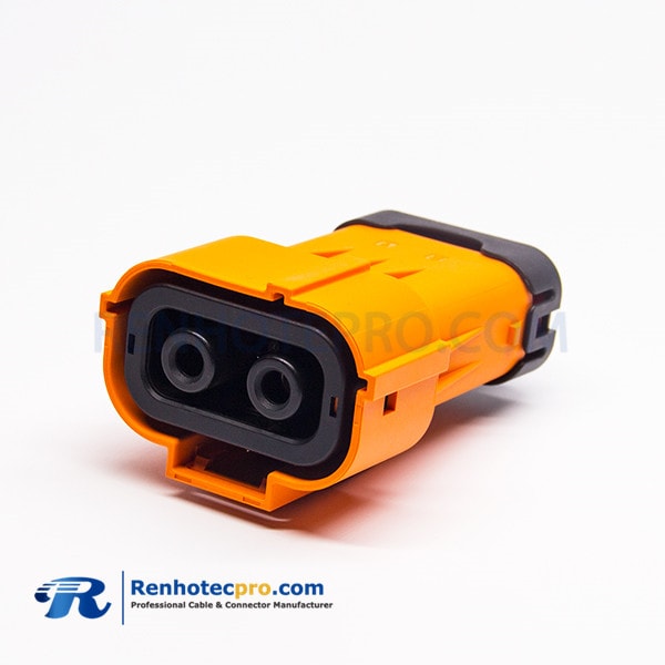 Coaxial High Voltage Connector Through Holes Straight Plastic 150A 6mm 2 Pin Orange Socket
