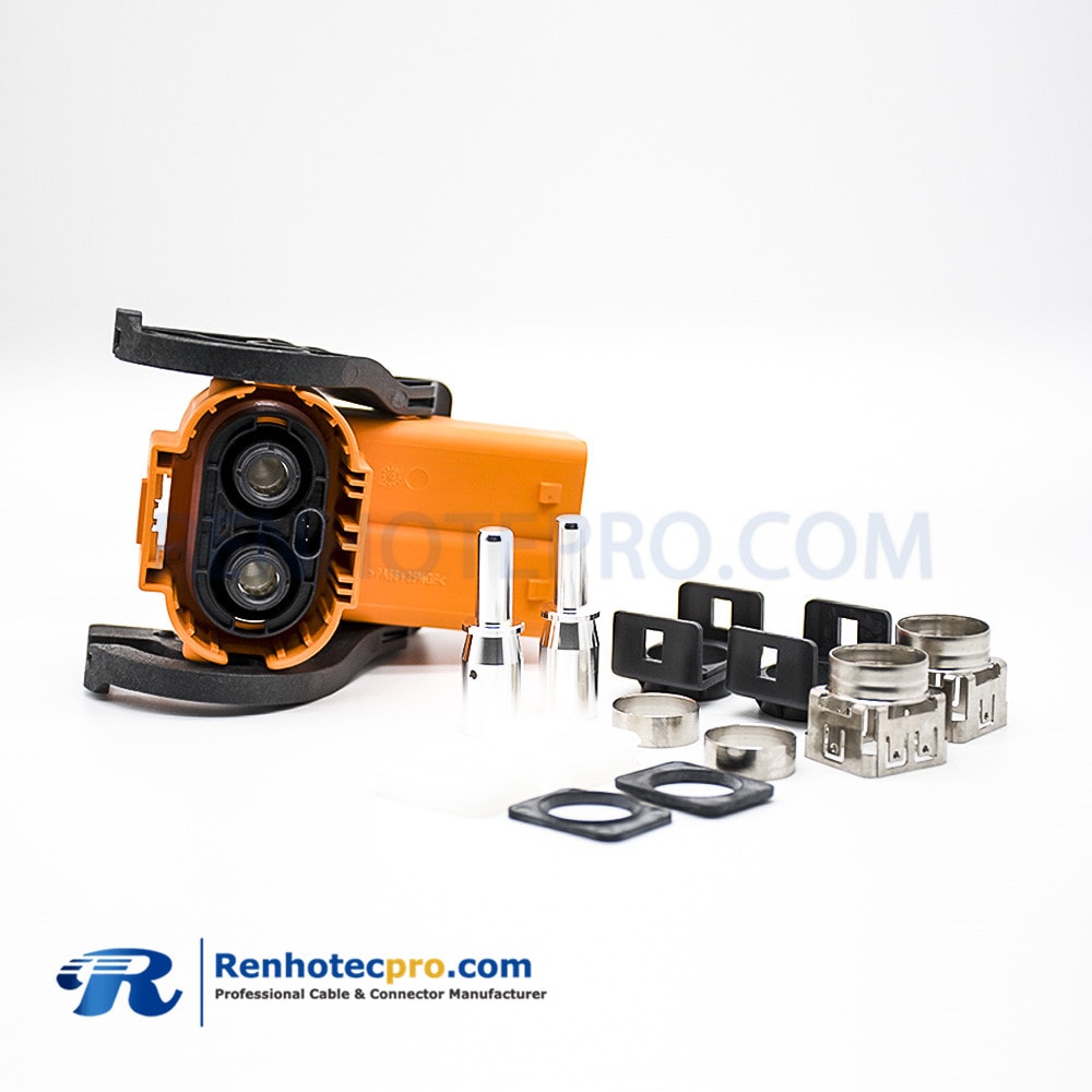 High Voltage Safety Lock Connector 2 Pin Right Angle Plug 200A 8mm A