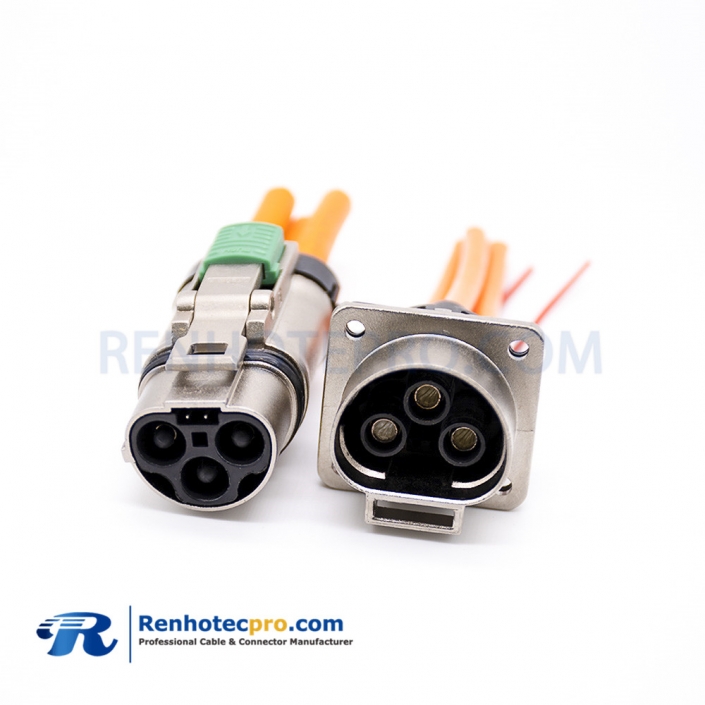 High Voltage Interlock Loop 125A Metal Shield 1 Pin Plug 6mm 25mm² Straight HVIL Series Connector